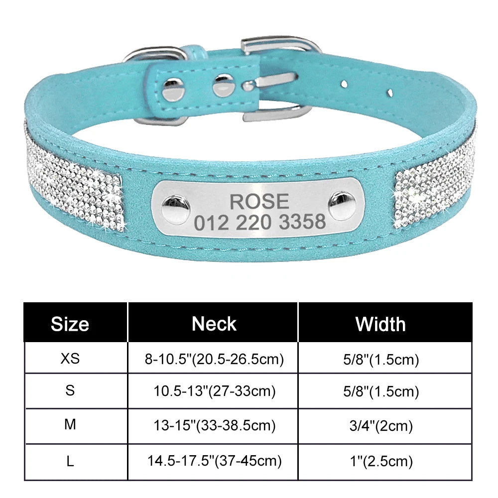 Personalized Dog Collar Bling Customized Anti-lost Pet ID Collar Adjustable Pet Necklace With Engraved Tag For Small Medium Dogs